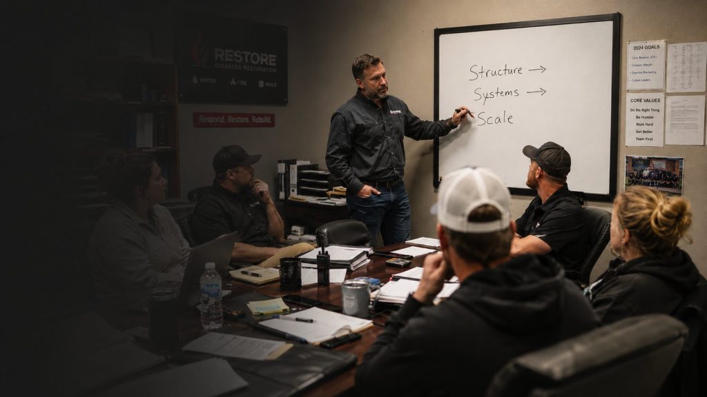 Toby Clem working through structure, systems and scale with a client leadership team